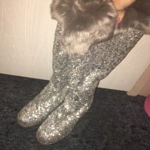 Joan Boyce Sequin Wedge Boots